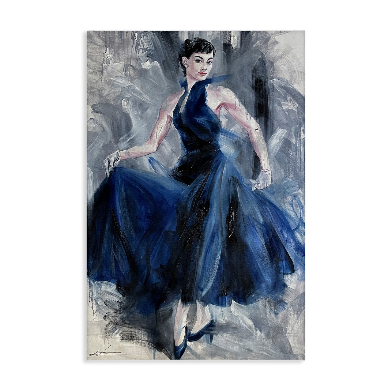 Stupell Industries Stylish Woman in Blue Dress Canvas Design by Lucille Lee